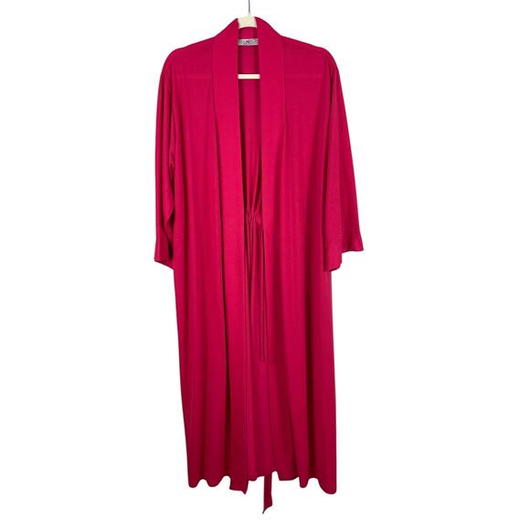 Natori Long Belted Robe Inner Tie Classic Feminine Lounge Cranberry Size Large - Picture 2 of 12